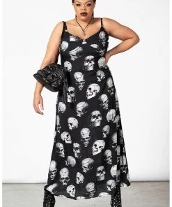 Killstar Heads Rollin' Skulls Maxi Dress Black