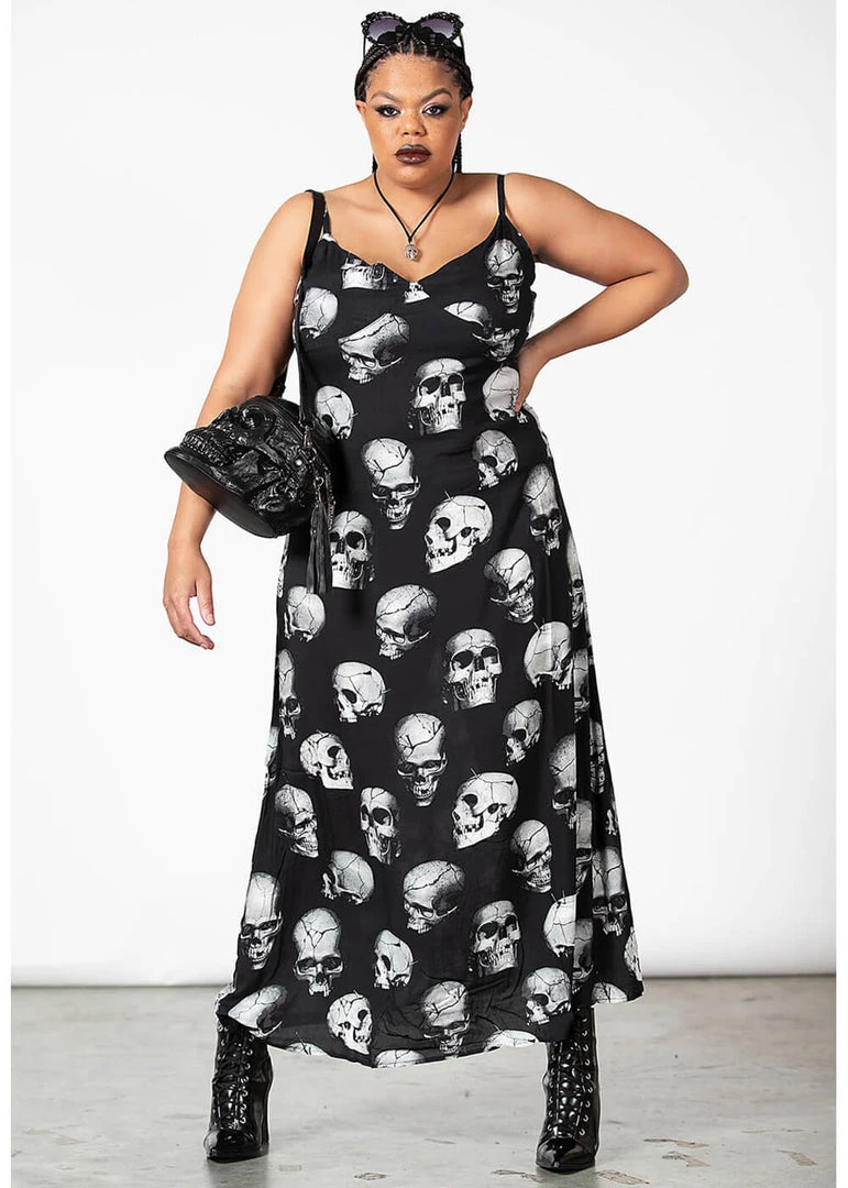 Killstar Heads Rollin' Skulls Maxi Dress Black