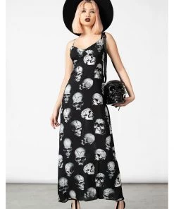 Killstar Heads Rollin' Skulls Maxi Dress Black