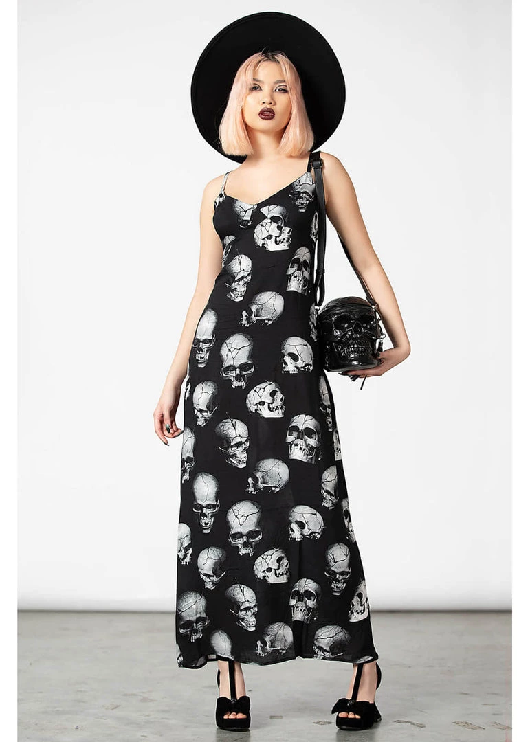 Killstar Heads Rollin' Skulls Maxi Dress Black