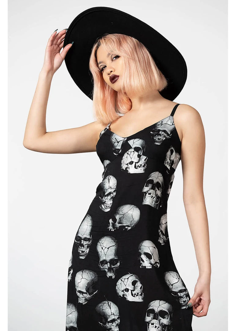 Killstar Heads Rollin' Skulls Maxi Dress Black
