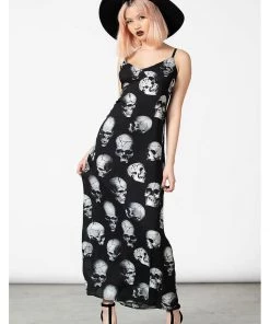 Killstar Heads Rollin' Skulls Maxi Dress Black