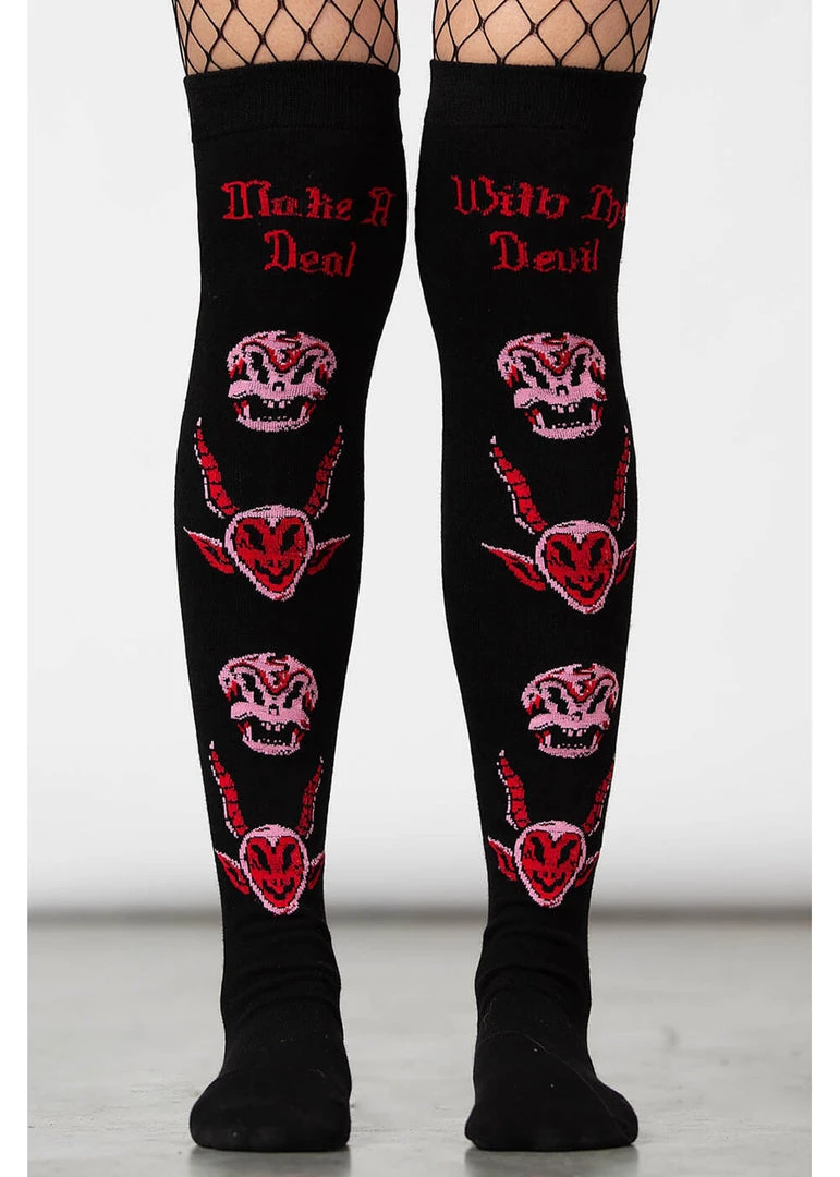 Killstar Pact Devil Long Socks Black New In