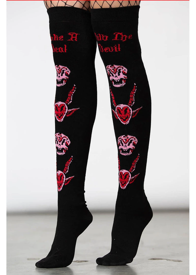 Killstar Pact Devil Long Socks Black New In
