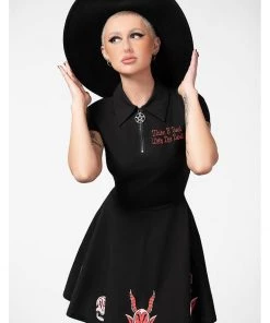 New In Killstar Devil's Contract Collar Dress Black