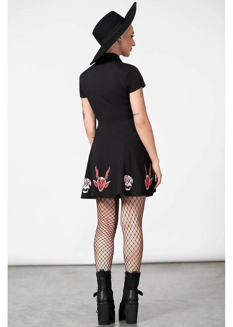 New In Killstar Devil's Contract Collar Dress Black