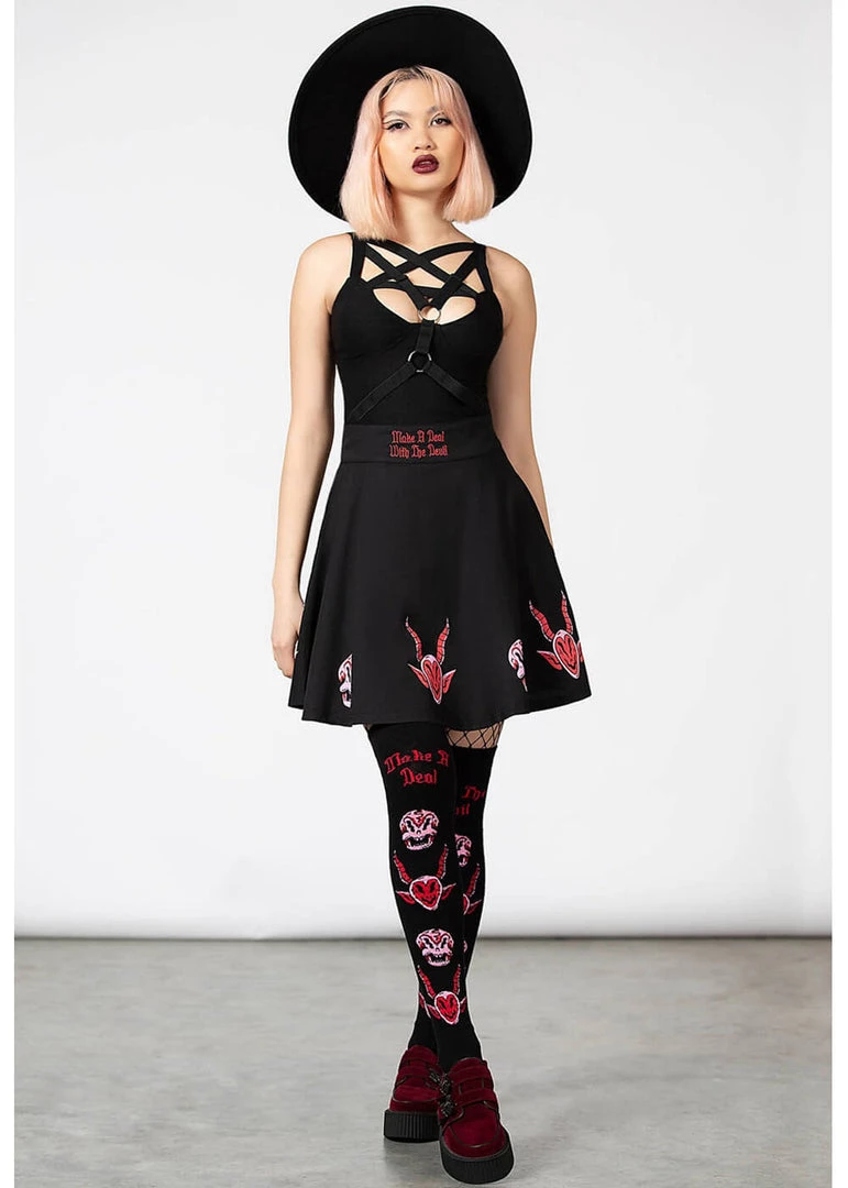 Killstar Covenant Skater Skirt Black