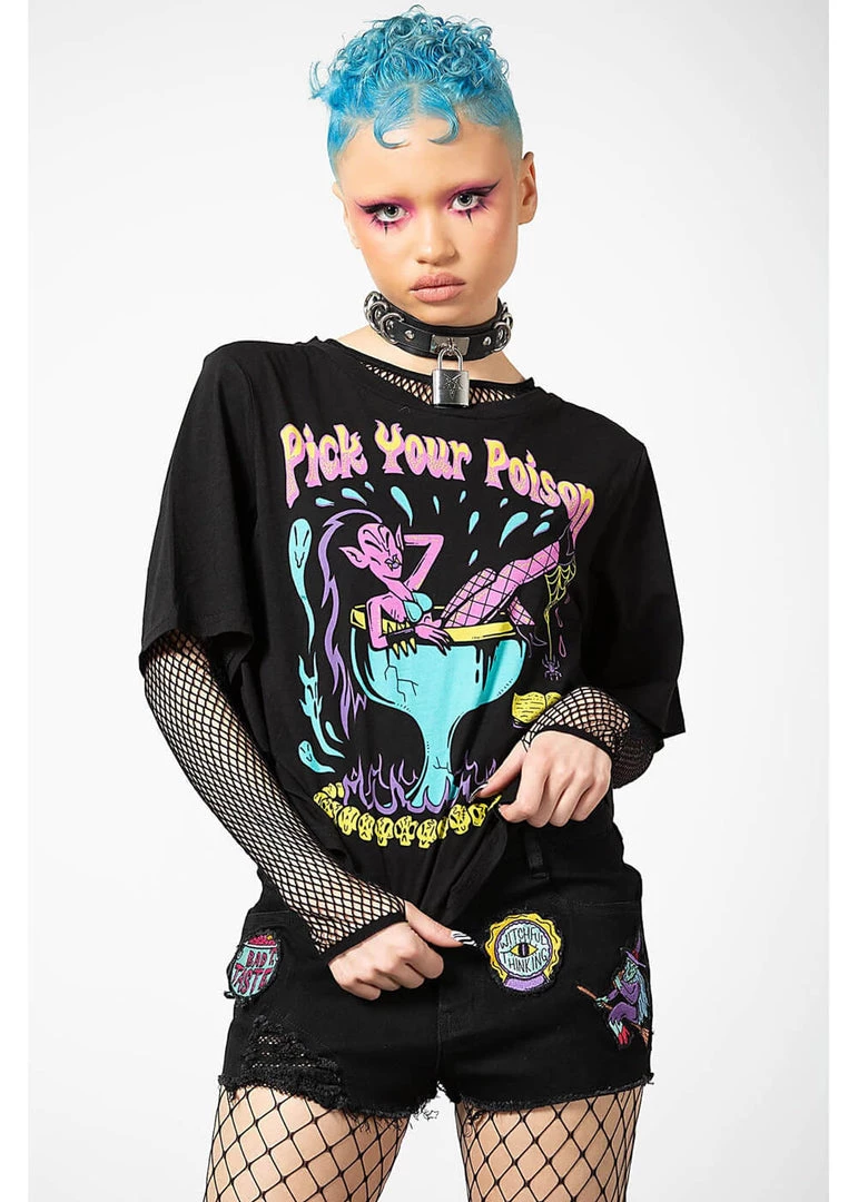 Killstar Pick Your Poison Box Crop Top Black New In