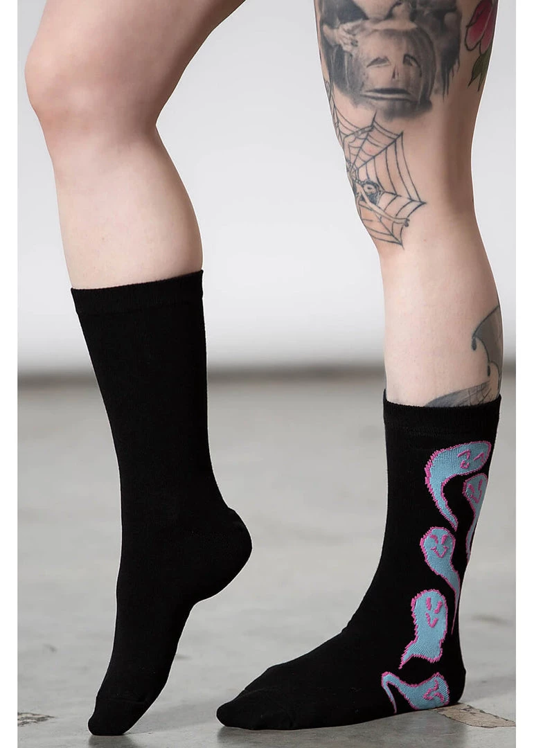 New In Killstar Phantom Ghosts Socks Black