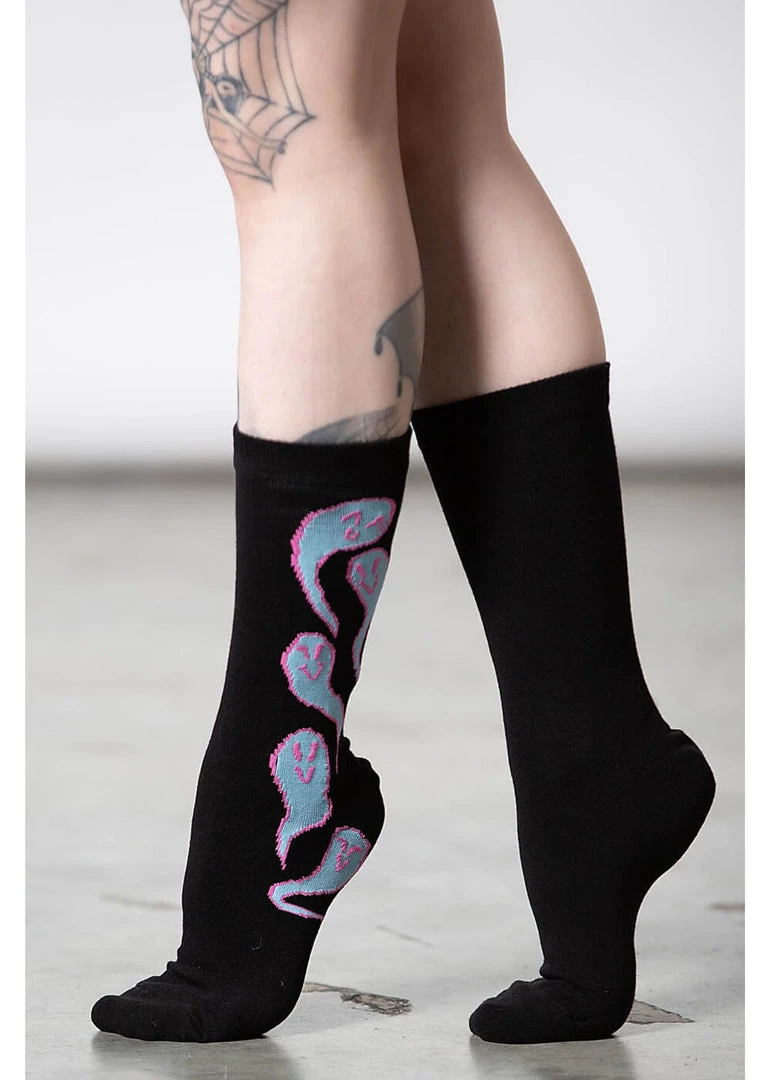 New In Killstar Phantom Ghosts Socks Black