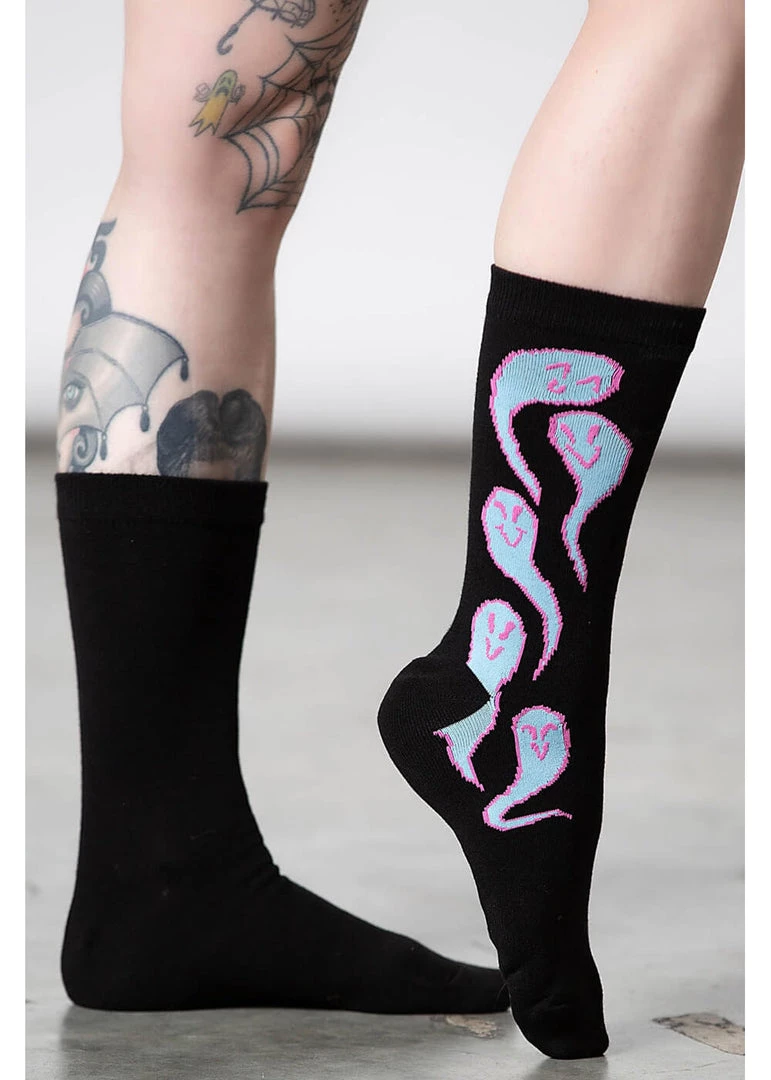 New In Killstar Phantom Ghosts Socks Black