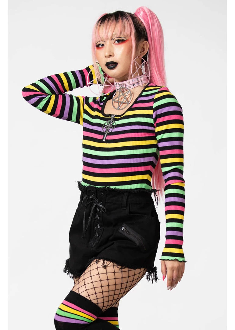 Killstar Nikiko Rainbow 70's Top Multicolour New In