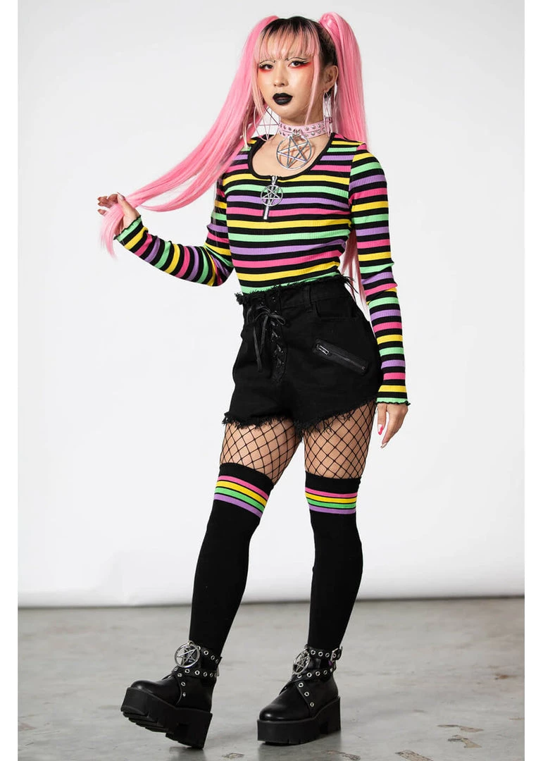 Killstar Nikiko Rainbow 70's Top Multicolour New In