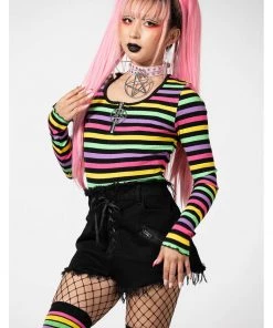 Killstar Nikiko Rainbow 70's Top Multicolour New In