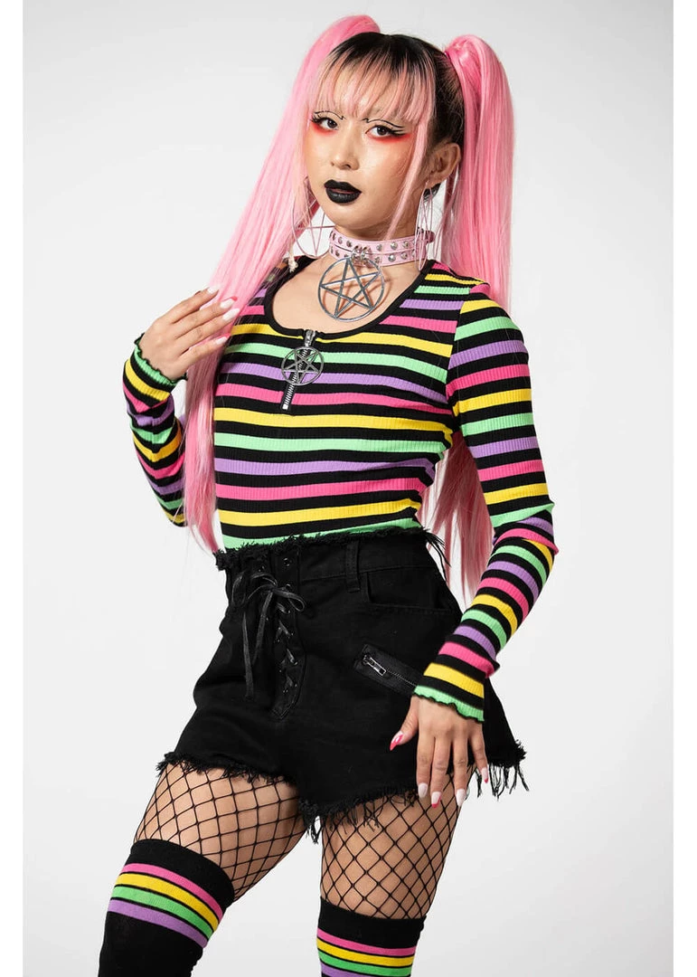 Killstar Nikiko Rainbow 70's Top Multicolour New In