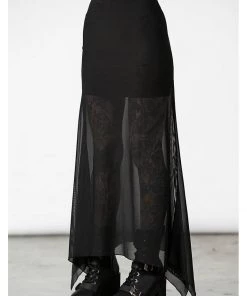 Killstar Death Star Mesh Maxi Skirt Black