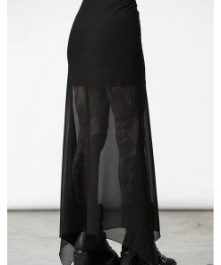 Killstar Death Star Mesh Maxi Skirt Black