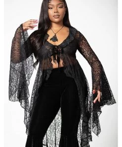 Killstar Vilania 70's Lace Duster Black