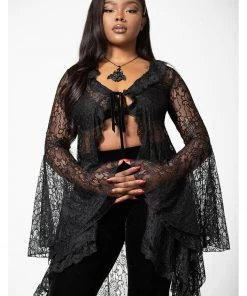Killstar Vilania 70's Lace Duster Black