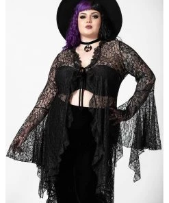 Killstar Vilania 70's Lace Duster Black