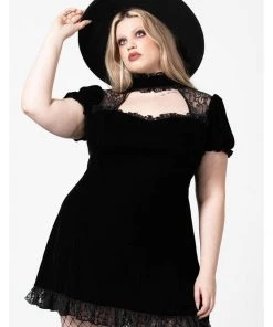 Killstar Julienne Keyhole Velvet 60's Dress Black