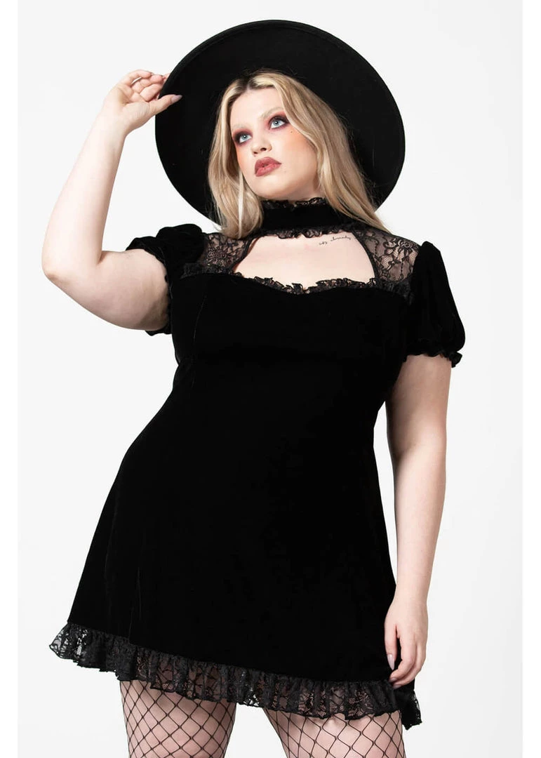 Killstar Julienne Keyhole Velvet 60's Dress Black