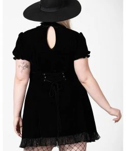 Killstar Julienne Keyhole Velvet 60's Dress Black