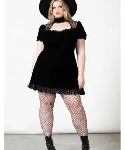 Killstar Julienne Keyhole Velvet 60's Dress Black