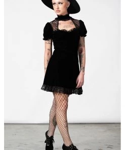 Killstar Julienne Keyhole Velvet 60's Dress Black