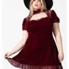 Killstar Julienne Keyhole Velvet 60's Jurk Blood Red New In