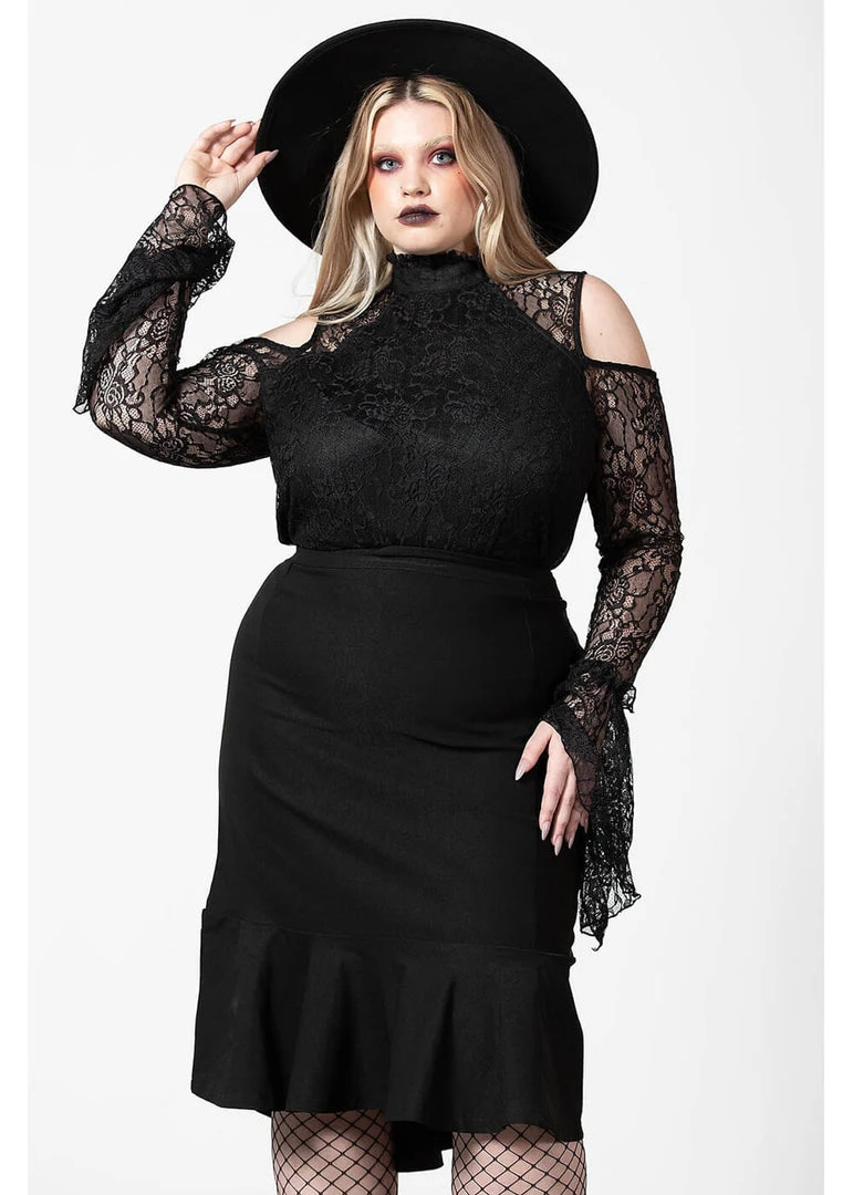 Killstar Chantra Pencil Skirt Black