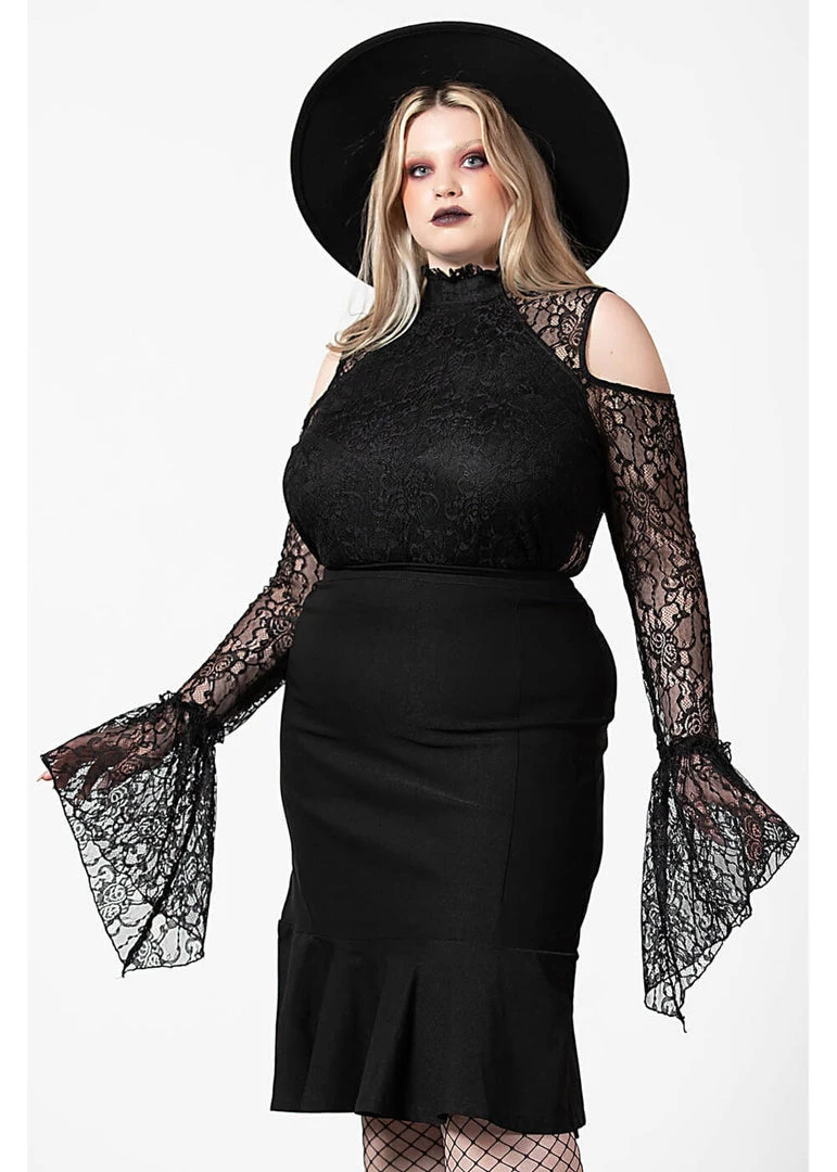 Killstar Chantra Pencil Skirt Black