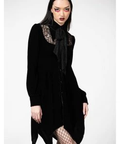 Killstar Nymyra Velvet Cameo 60's Dress Black