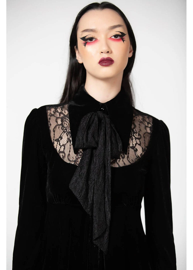 Killstar Nymyra Velvet Cameo 60's Dress Black