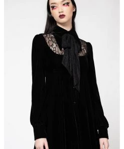 Killstar Nymyra Velvet Cameo 60's Dress Black