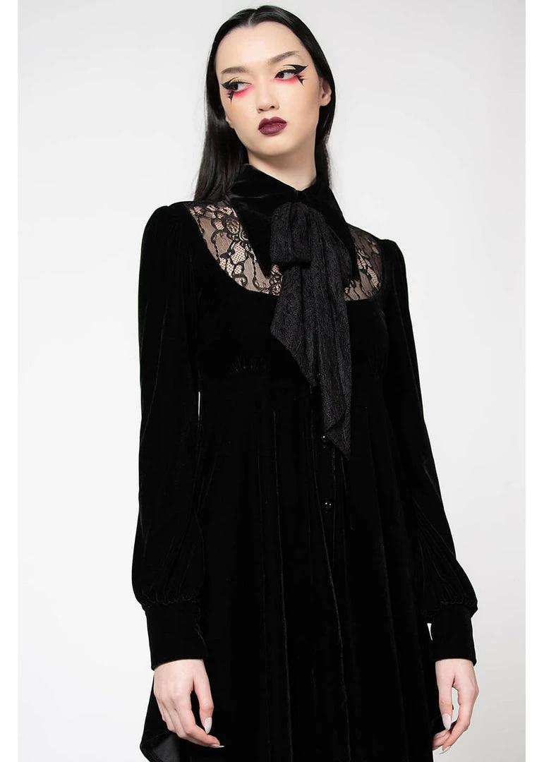 Killstar Nymyra Velvet Cameo 60's Dress Black