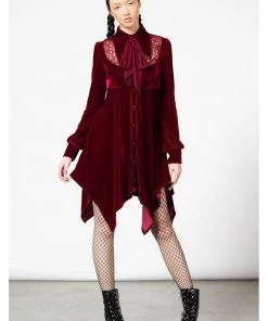 Killstar Nymyra Velvet Cameo 60's Dress Blood Red New In