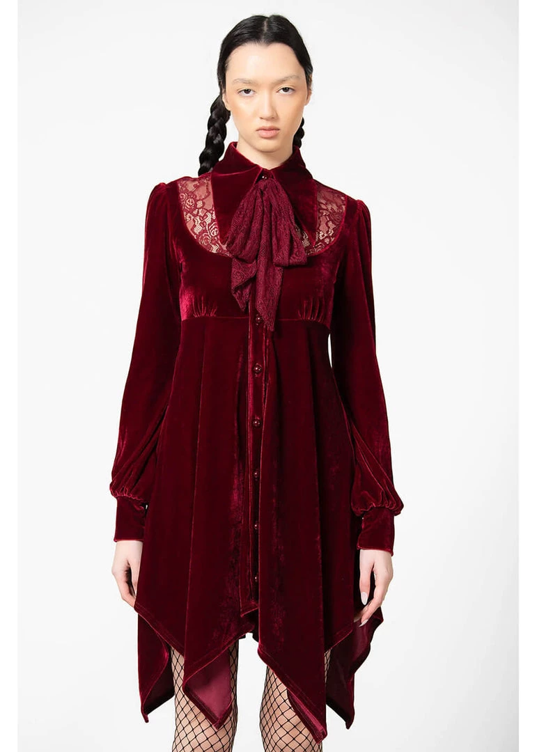 Killstar Nymyra Velvet Cameo 60's Dress Blood Red New In