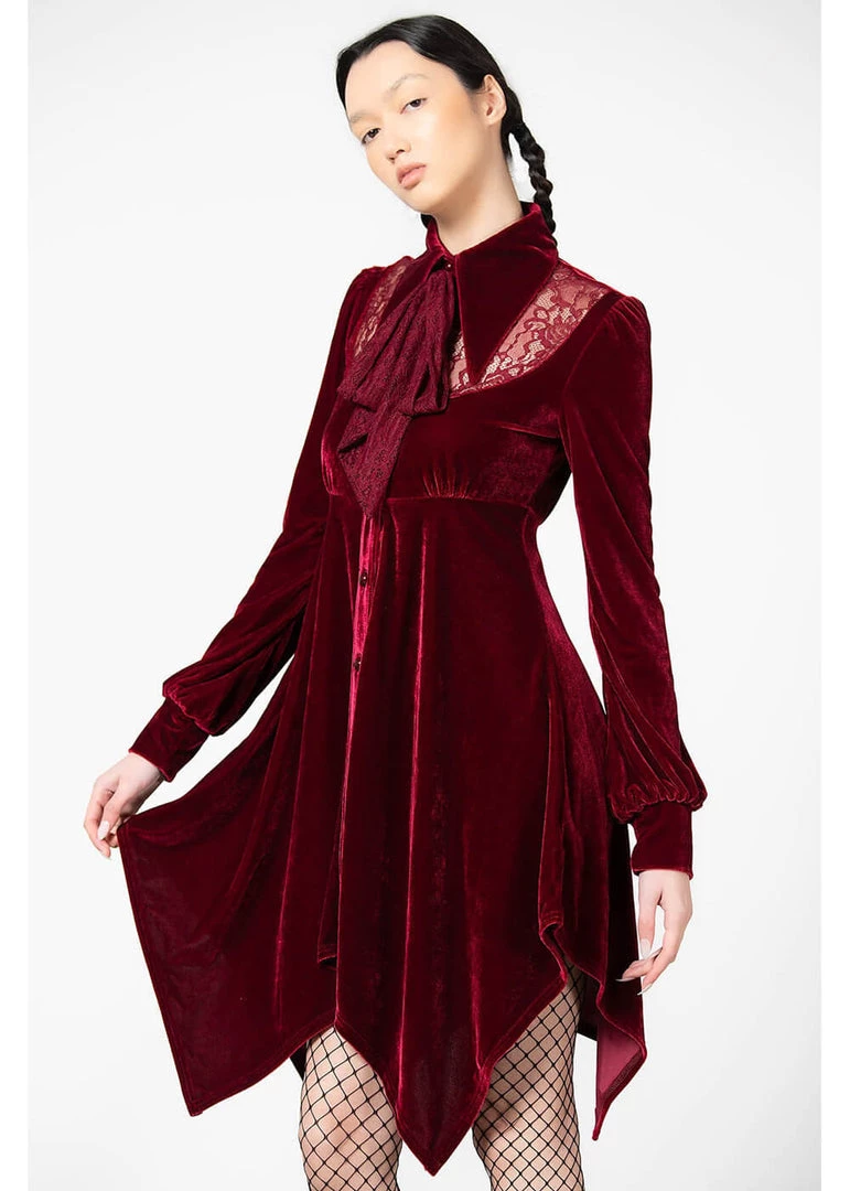 Killstar Nymyra Velvet Cameo 60's Dress Blood Red New In