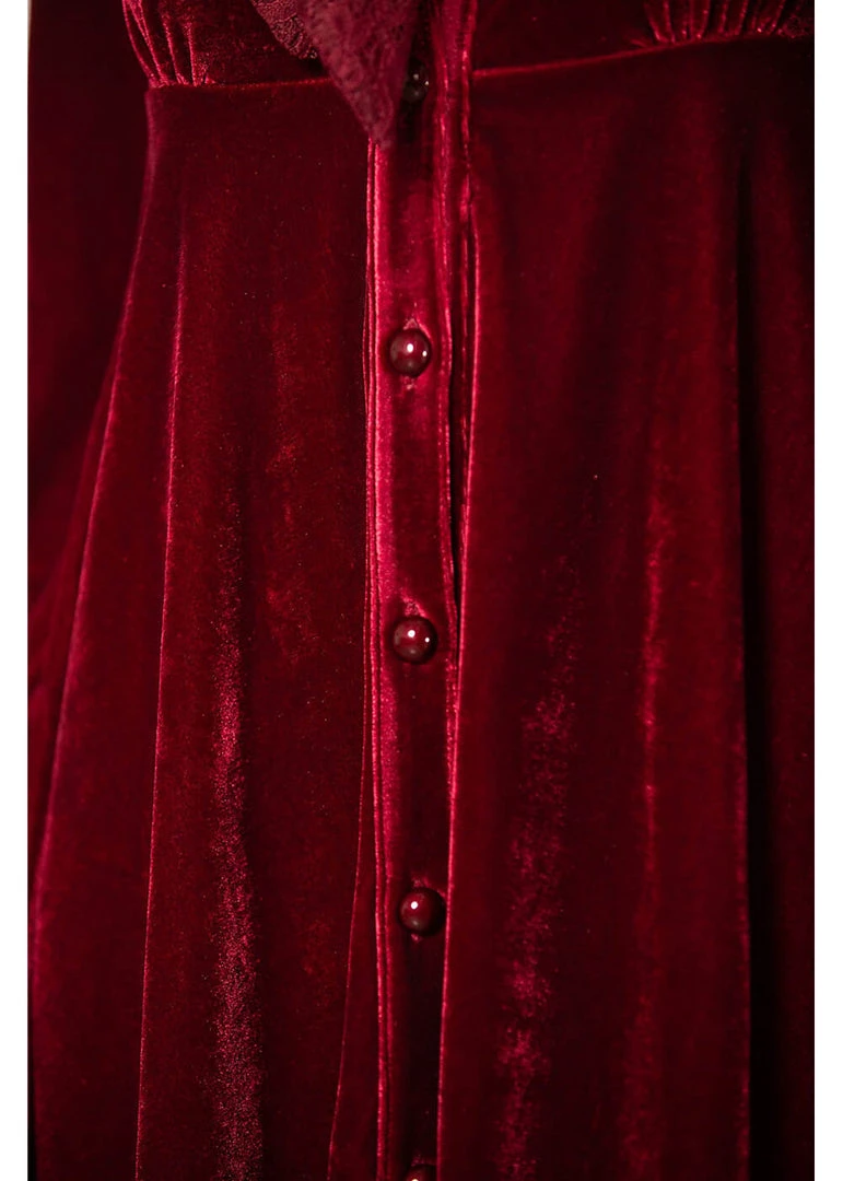 Killstar Nymyra Velvet Cameo 60's Dress Blood Red New In