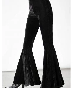 New In Killstar Marisol Velvet 70's Flare Bell Bottoms Trousers Black