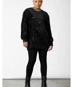 Killstar Blasphemia Velvet Sweatshirt Black