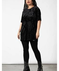 Killstar Blasphemia Velvet T-Shirt Black New In