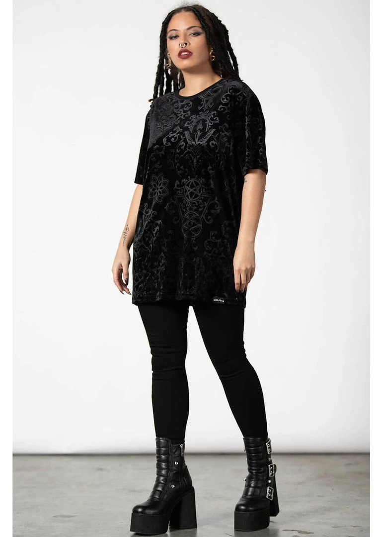 Killstar Blasphemia Velvet T-Shirt Black New In