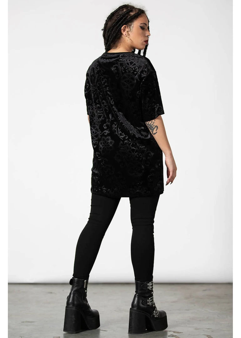 Killstar Blasphemia Velvet T-Shirt Black New In