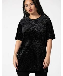 Killstar Blasphemia Velvet T-Shirt Black New In