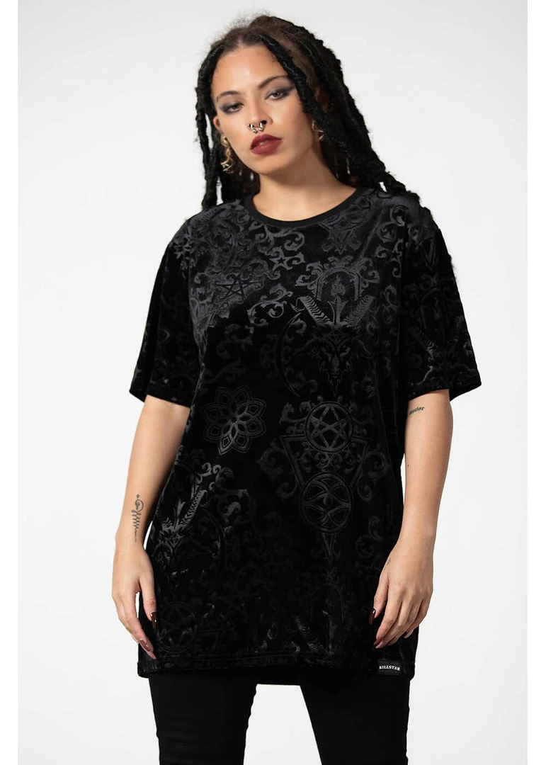 Killstar Blasphemia Velvet T-Shirt Black New In