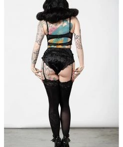 Killstar Mercy Lace Garter Belt Black