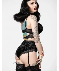 Killstar Mercy Lace Garter Belt Black