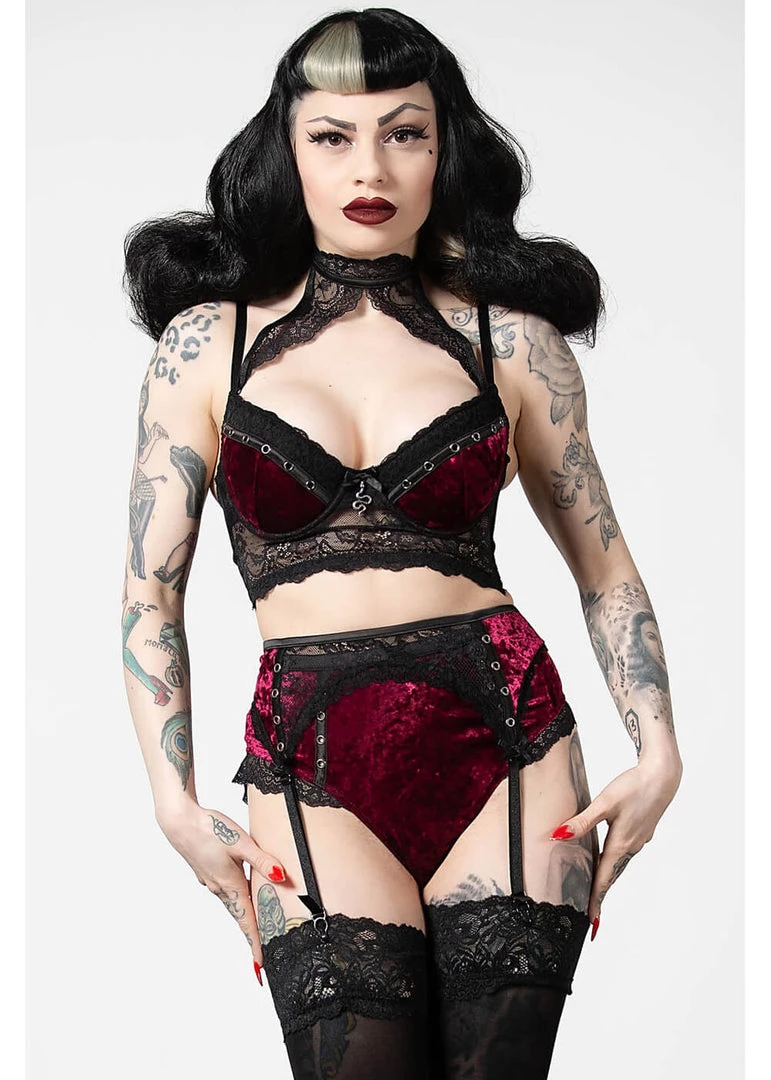 New In Killstar Mercy Lace Garter Belt Bloodred